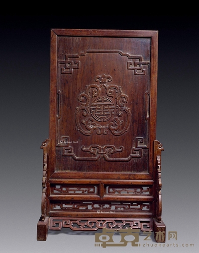 清 黄花梨万寿纹插屏 长63.5cm;宽45.5cm