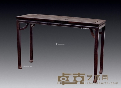 清 紫檀霸王枨画桌 长123cm;高80.5cm