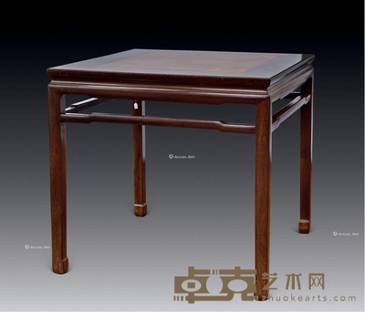 清 鸡翅木嵌瘿木八仙桌 长90cm;宽90cm;高86cm