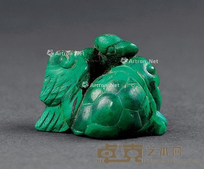 孔雀石朱雀玄武珮 高2.5cm