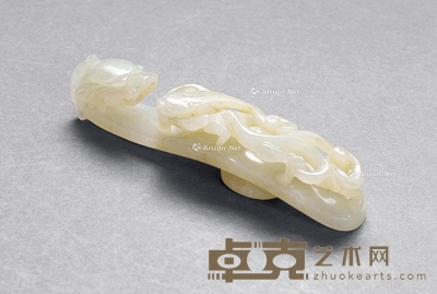 清代 “苍龙教子”玉带钩 长9.8cm