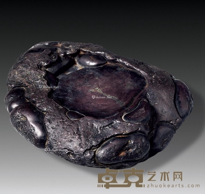 清 鹅卵石端砚 长17cm；宽14cm；高5cm