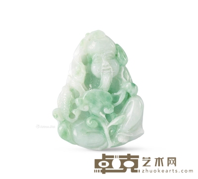 天然糯种飘绿翡翠路路通财挂坠 --