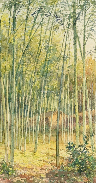 潘思同     1959年作 竹径通幽 24.5×12.9cm