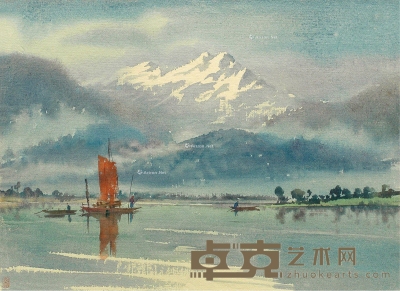 潘思同     1966年作 天目山下·在富春江 22.8×31.3cm