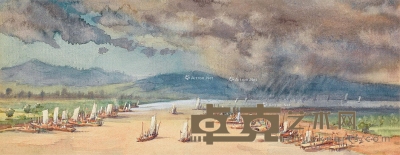 潘思同     1976年作 平静的淮河 14×35.5cm