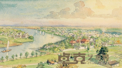 潘思同     1954年作 松江风景 18×31.5cm