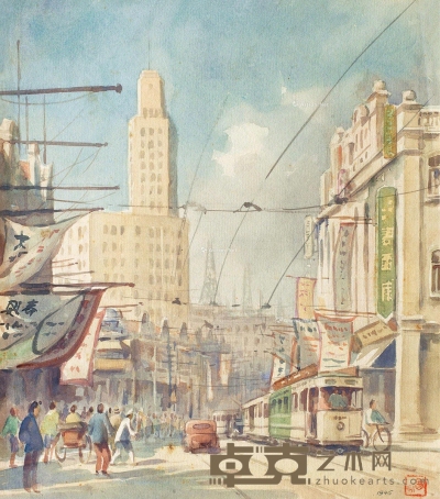 潘思同     1945年作 南京路商业街 34.6×30.5cm