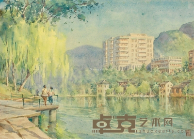 潘思同     1963年作 西湖新景·杭州饭店 34.1×48cm