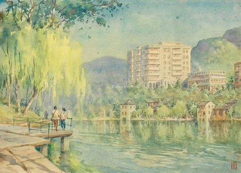 潘思同     1963年作 西湖新景·杭州饭店