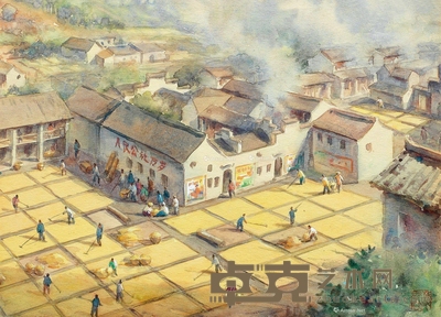 潘思同 1963年作 晒谷场 25.4×35.6cm