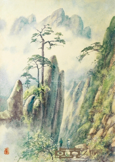 潘思同     1965年作 黄山风景·蓬莱三岛 37.8×26.7cm
