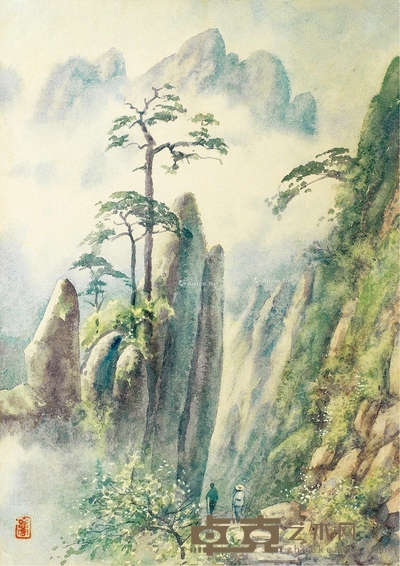 潘思同 1965年作 黄山风景·蓬莱三岛 37.8×26.7cm