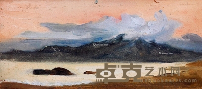 温葆     1972年作 湖光山色 12×26cm