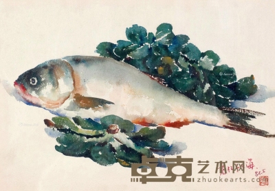 张充仁     1982年作 鱼 23×30cm