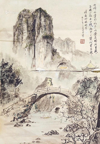 俞子才     山水