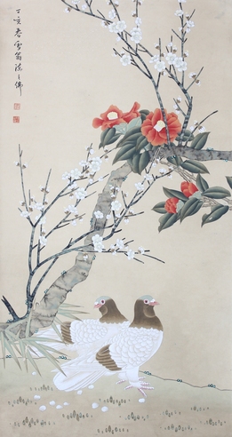 花鸟立轴