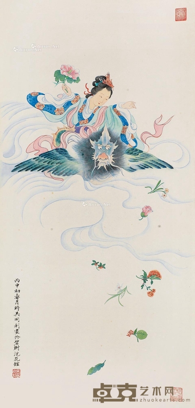 吴同利 2016年作 散花天女图 66×32.5cm