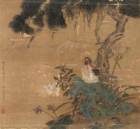 王端淑     1653年作 松石锦鸡图