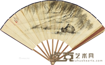 唐石霞 1935年作 柳塘春深图 19×50cm