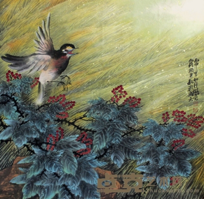 杨晓亮 露润果红霜满天 68×68cm