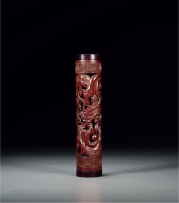 明·竹雕螭龙纹香筒