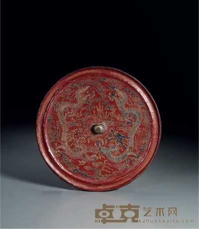 清·铜制漆绘龙纹镜 直径：15.9cm