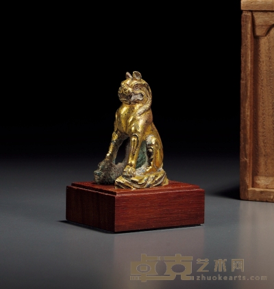 唐·铜鎏金狮子摆件 高：5.6cm