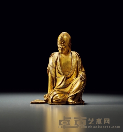 清 铜鎏金自在罗汉坐像 高10.8cm