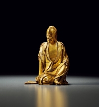 清 铜鎏金自在罗汉坐像
