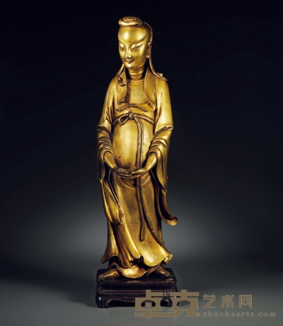 清·铜鎏金宗喀巴坐像 高：14cm