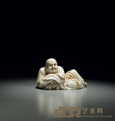 清 寿山石雕罗汉卧像 高8.5cm；长14.5cm