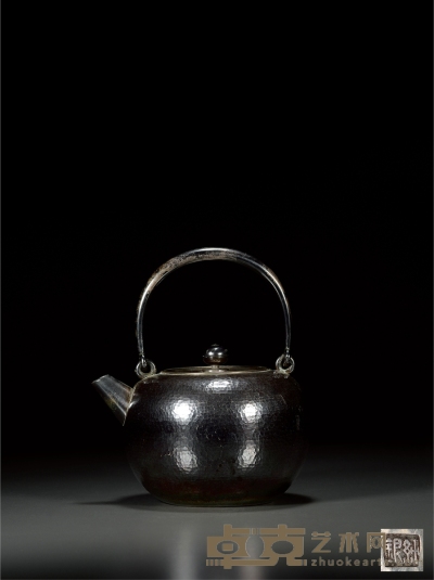 昭和中期·丸形提梁银壶 16.3×14.3cm