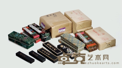 上海墨厂制紫玉光、万寿无疆、绚丽光彩墨 （三十六锭） 2.1×1.2×8.9cm×16；3.2×1.3×11.5cm×10；3.2×1.
