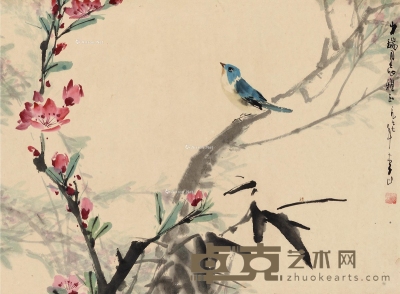 李山     1977年作 花鸟 33.5×45.5cm
