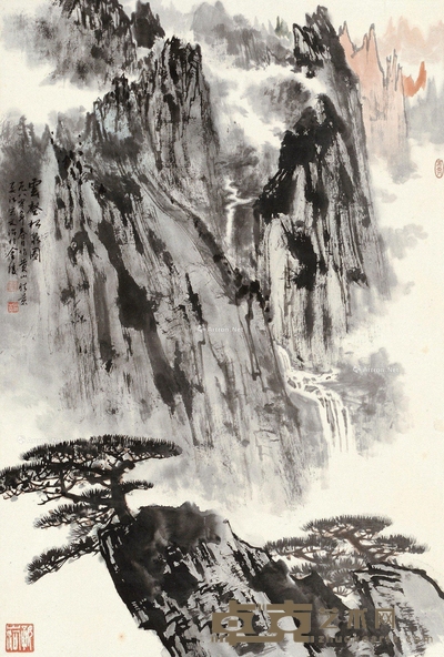宋文治 1980年作 云壑松泉图 68×46cm