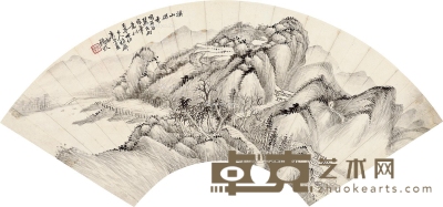 1930年作 山水 扇面 水墨纸本 18.5×51.5cm