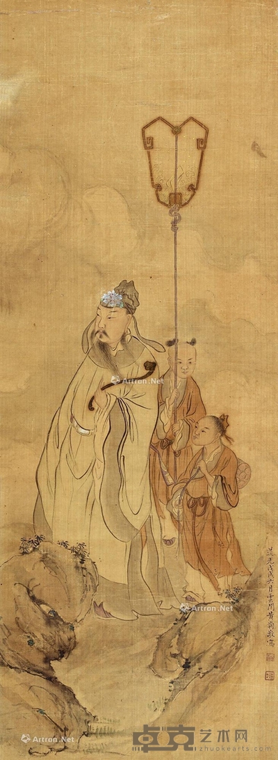 1838年作 人物 立轴 设色纸本 90×33cm