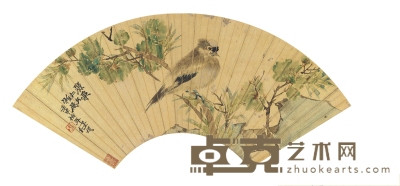 任伯年     1872年作 花枝鸟憩图 52.5×18.5cm