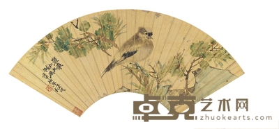 任伯年 1872年作 花枝鸟憩图 52.5×18.5cm