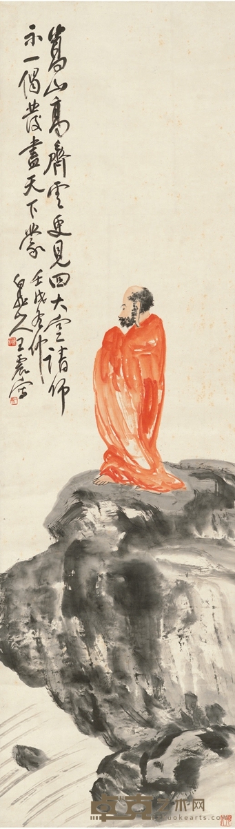 王震     1892年作 红衣罗汉图 145×41.5cm