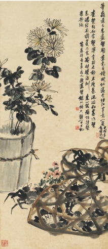 吴徵     1934年作 菊蟹图