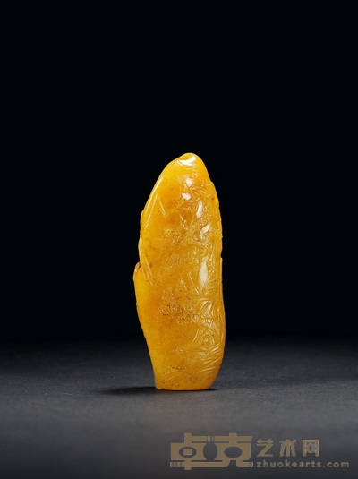 田黄石竹林七贤薄意摆件 3.4×2.2×8.9cm