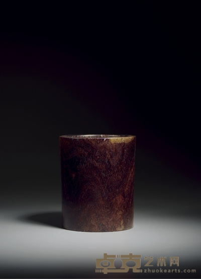 清 紫檀木素笔筒 高14.5cm;口径11.8cm