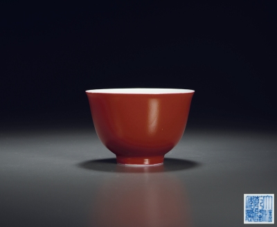 清乾隆 霁红釉敞口杯