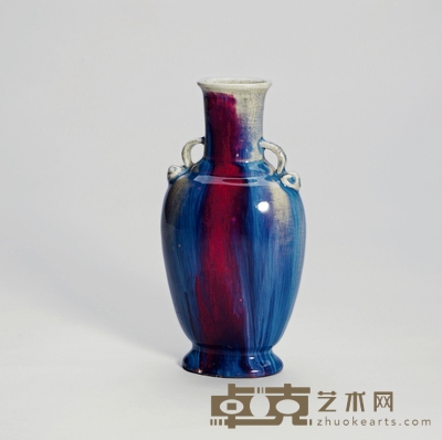 清乾隆 窑变釉双耳瓶 高18.2cm