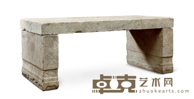 清 汉白玉万字纹石桌 68×82×70cm
