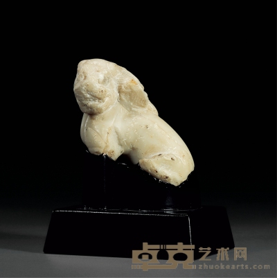 明 白石石狮 8.5×6.5×10cm