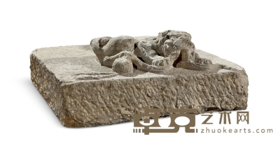 明 青石角狮 （一只） 50×48×21cm