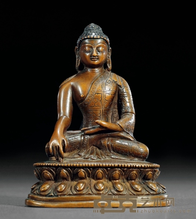 十八世纪 合金铜释迦牟尼坐像 高10cm
